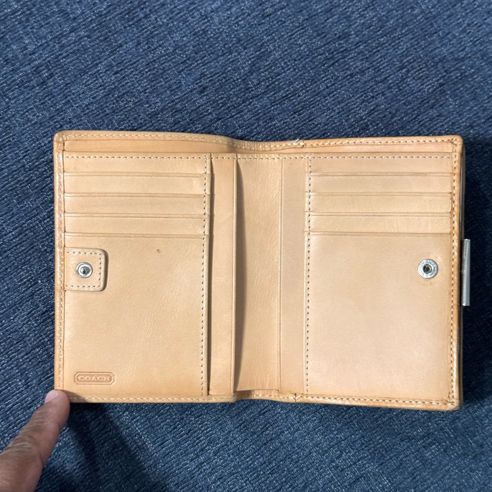 COACH Signature Canvas Wallet in Brown and Tan - Picture 3 of 11